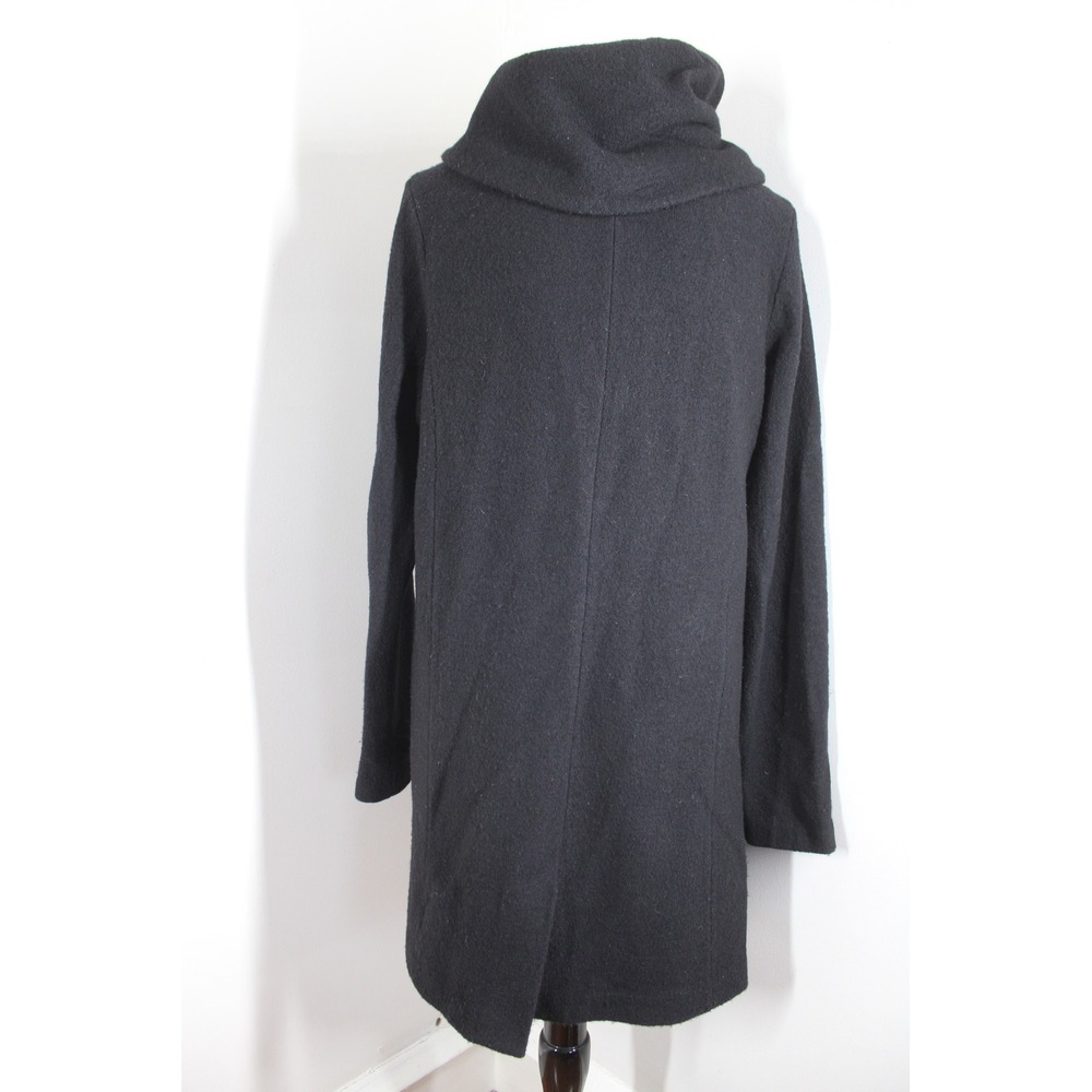 Moth Anthropologie S Black 100% Boiled Wool Hooded Coat Jacket - Picture 4 of 10